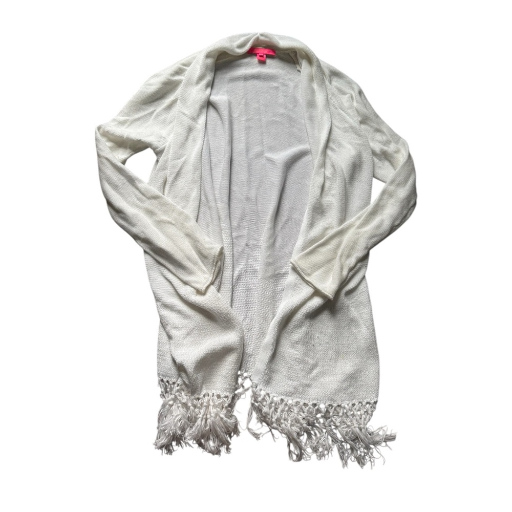 Lilly Pulitzer Tatum Fringe Cardigan in Resort White L